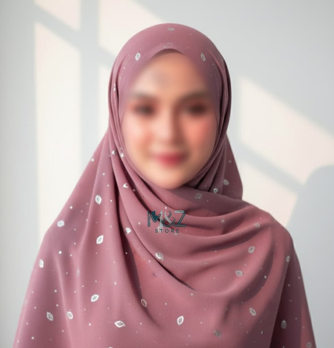  Premium Georgette Hijab with Silver Leaf Foil Print – Soft, Elegant & Lightweight | Casual & Formal Wear 3