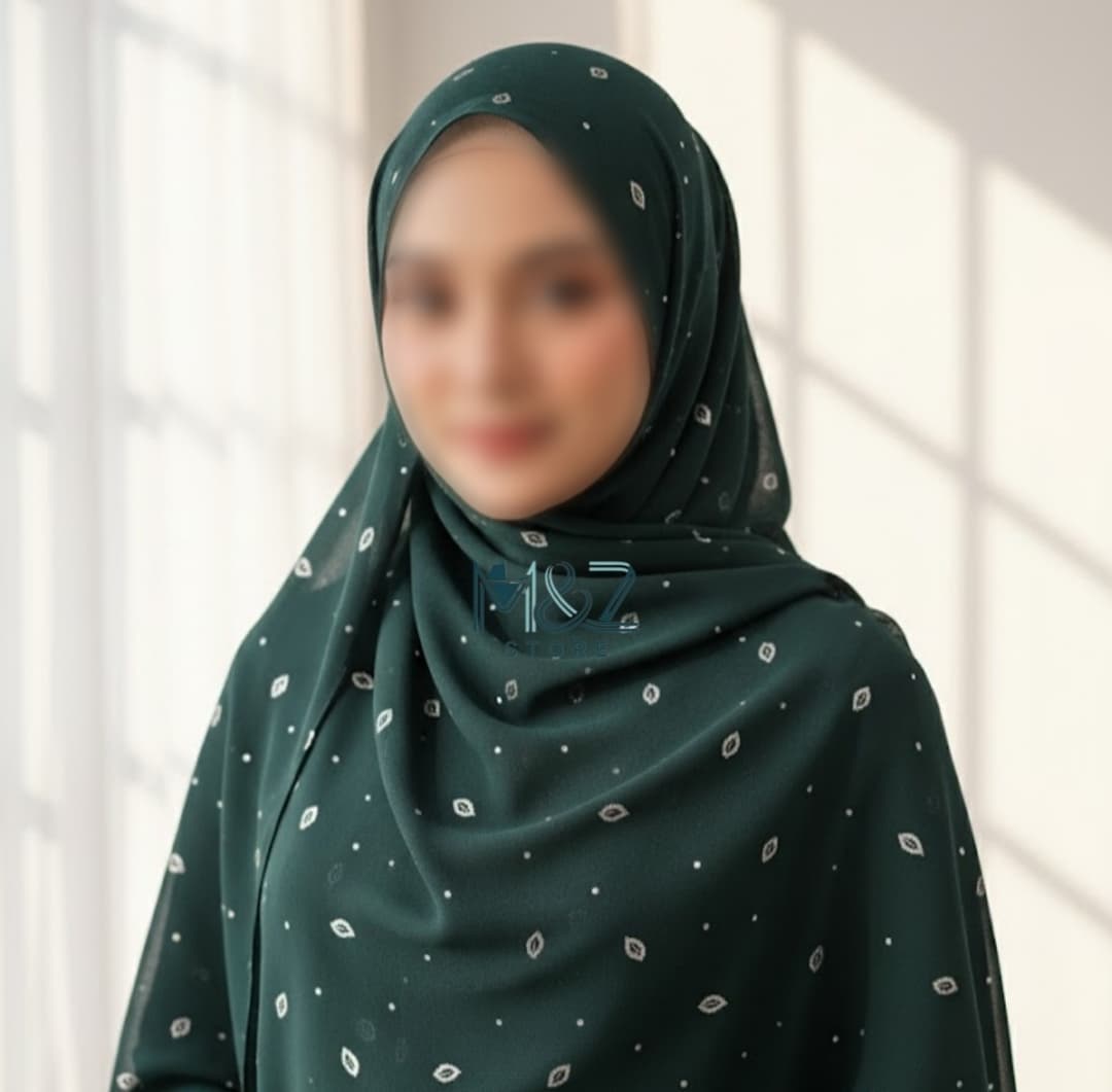 Premium Georgette Hijab with Silver Leaf Foil Print – Soft, Elegant & Lightweight | Casual & Formal Wear 5