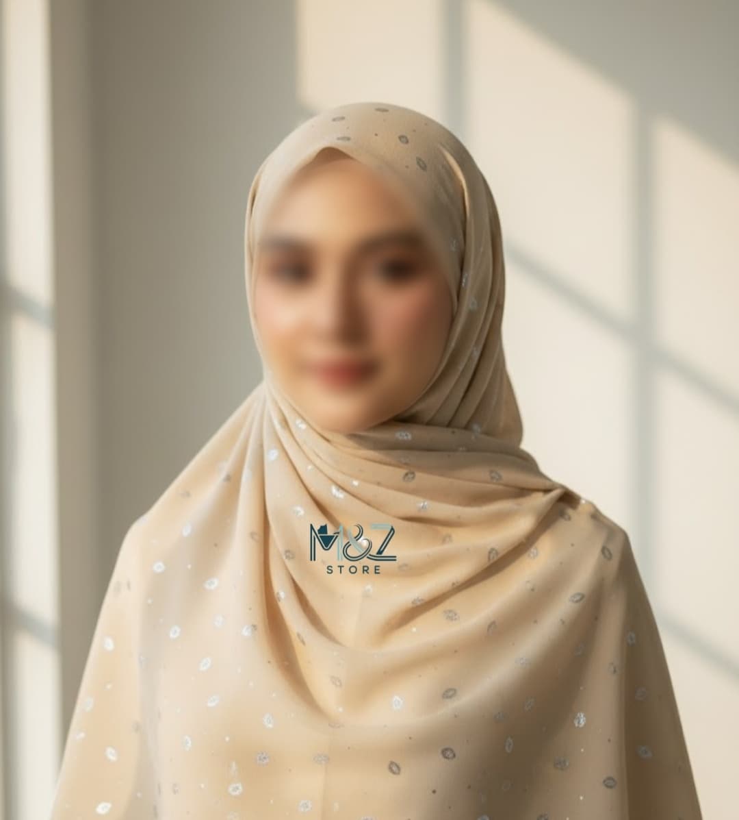 Premium Georgette Hijab with Silver Leaf Foil Print – Soft, Elegant & Lightweight | Casual & Formal Wear 12