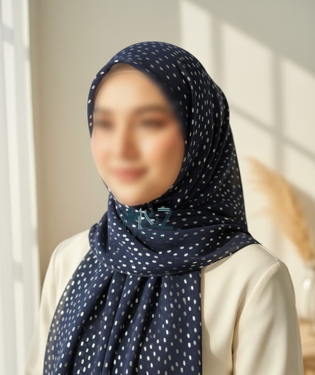 Premium Georgette Hijab with Silver Foil Dots | Soft & Lightweight | Casual & Formal Wear Hijab for Women