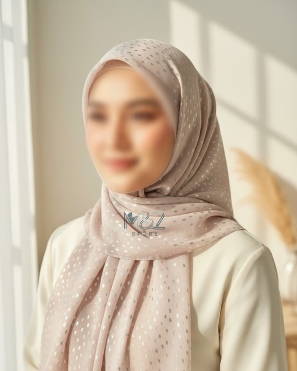 Premium Georgette Hijab with Silver Foil Dots | Soft & Lightweight | Casual & Formal Wear Hijab for Women 2
