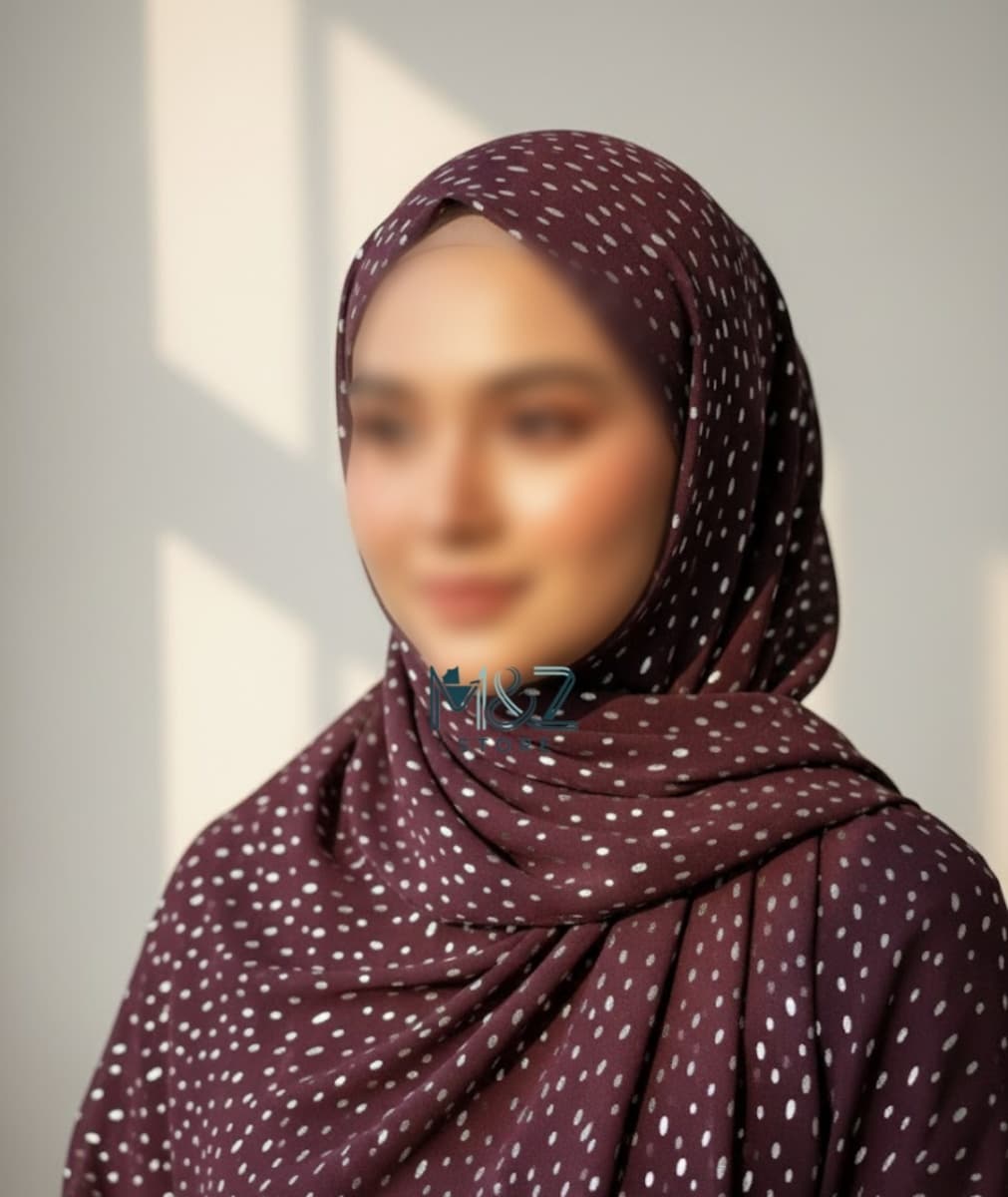 Premium Georgette Hijab with Silver Foil Dots | Soft & Lightweight | Casual & Formal Wear Hijab for Women 3