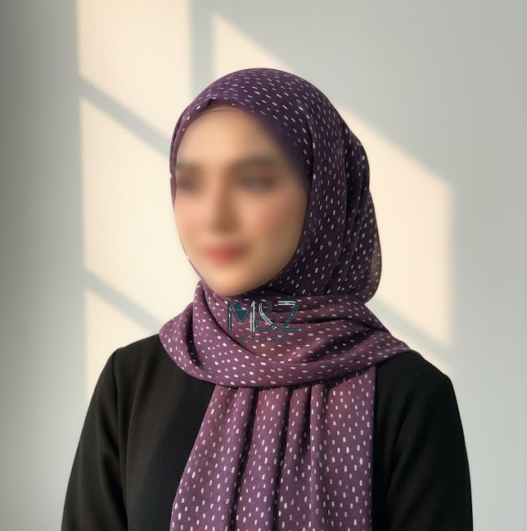 Premium Georgette Hijab with Silver Foil Dots | Soft & Lightweight | Casual & Formal Wear Hijab for Women 9