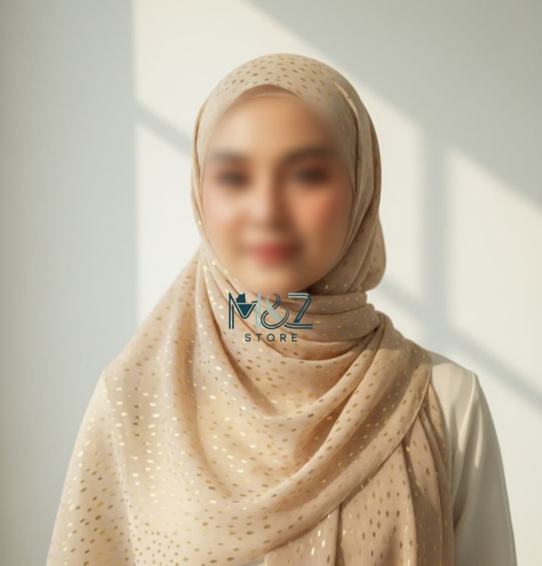 Premium Georgette Hijab with Gold Foil Dots | Soft & Lightweight | Casual & Formal Wear Hijab for Women 4