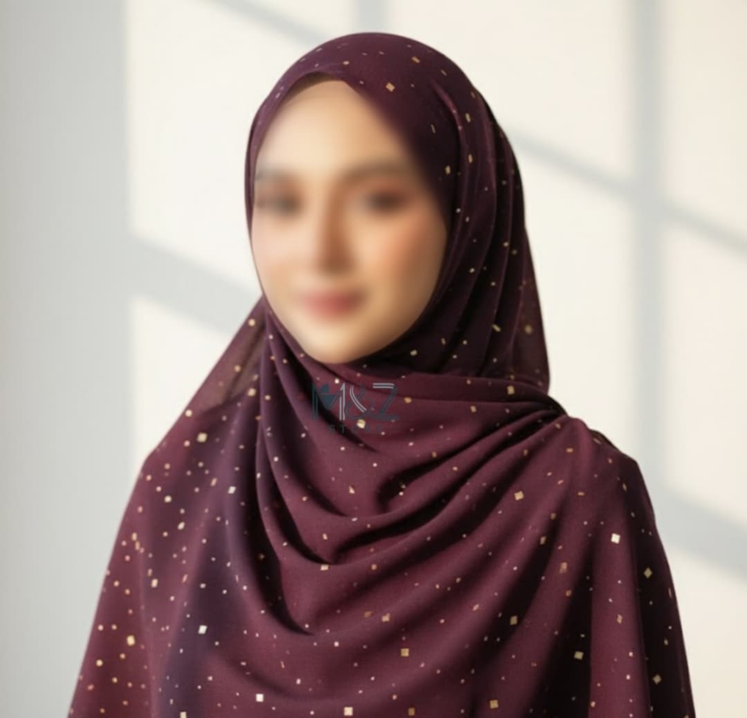 Premium Georgette Hijab with Gold  Dots | Soft & Lightweight | Casual & Formal Wear Hijab for Women 11