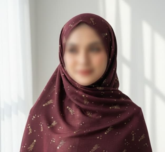 Premium Lawn Hijab with Gold  Stars | Soft & Lightweight | Casual & Formal Wear Hijab for Women mahroon color