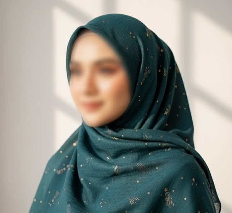 Premium Lawn Hijab with Gold  Stars | Soft & Lightweight | Casual & Formal Wear Hijab for Women 1 color