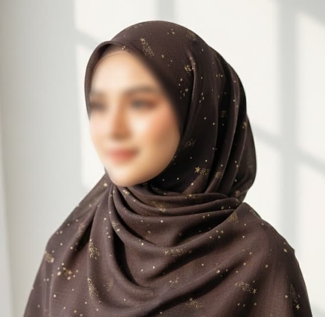 Premium Lawn Hijab with Gold  Stars | Soft & Lightweight | Casual & Formal Wear Hijab for Women  color