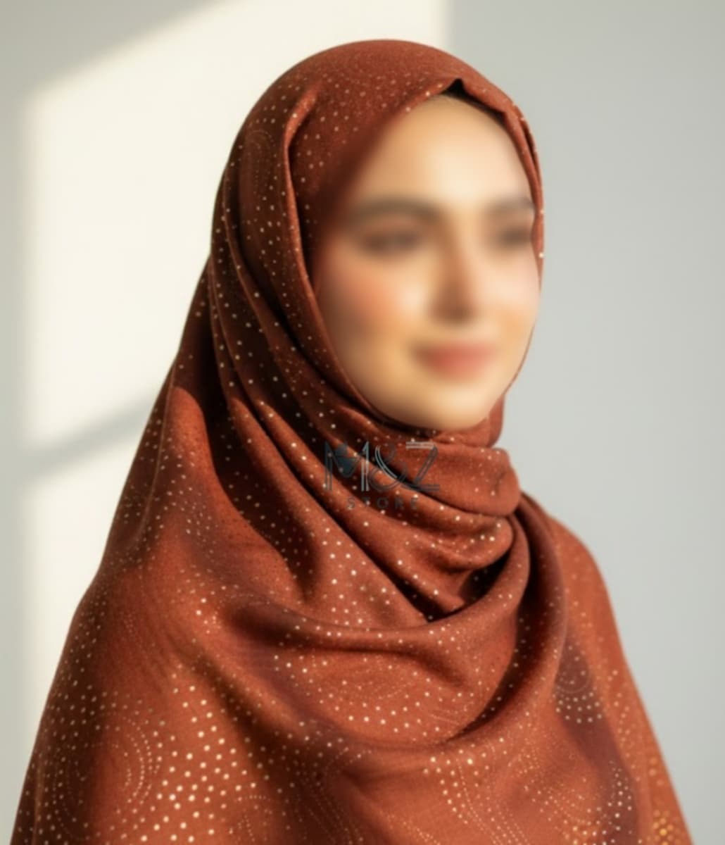 Premium Lawn Hijab with Gold dots pattern | Soft & Lightweight | Casual & Formal Wear Hijab for Women color 3