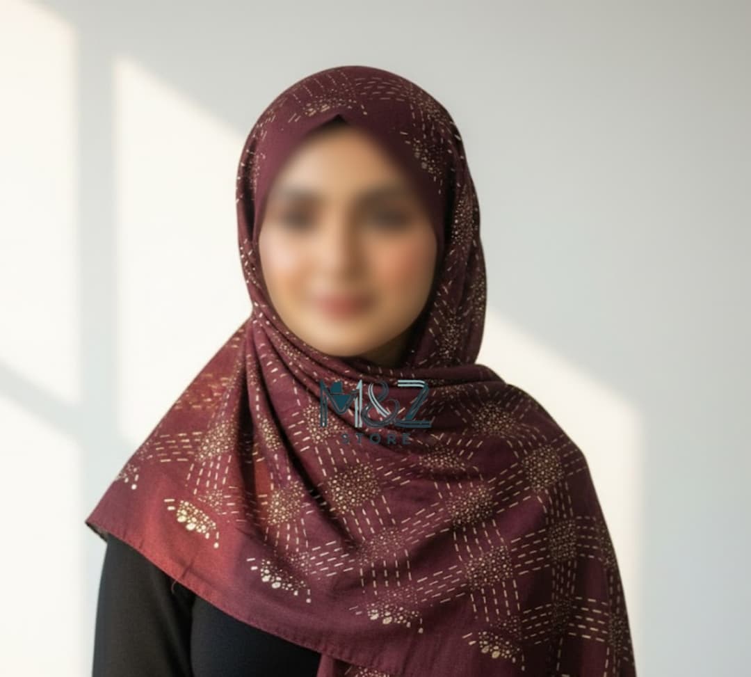 Premium Lawn Hijab with Gold dots pattern | Soft & Lightweight | Casual & Formal Wear Hijab for Women color 4