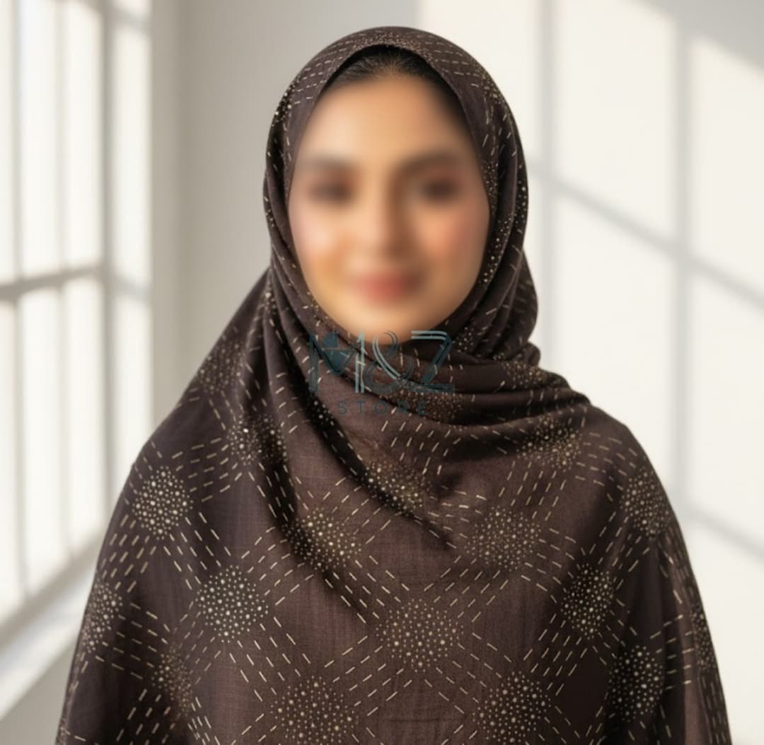 Premium Lawn Hijab with Gold dots pattern | Soft & Lightweight | Casual & Formal Wear Hijab for Women color 5