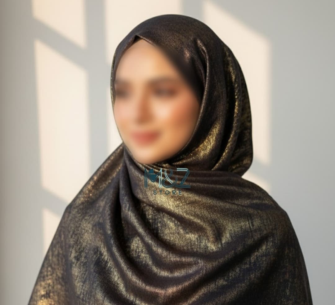 Lawn Hijab with Gold Shimmer| Soft & Lightweight | Casual & Formal Wear Hijab for Women 2