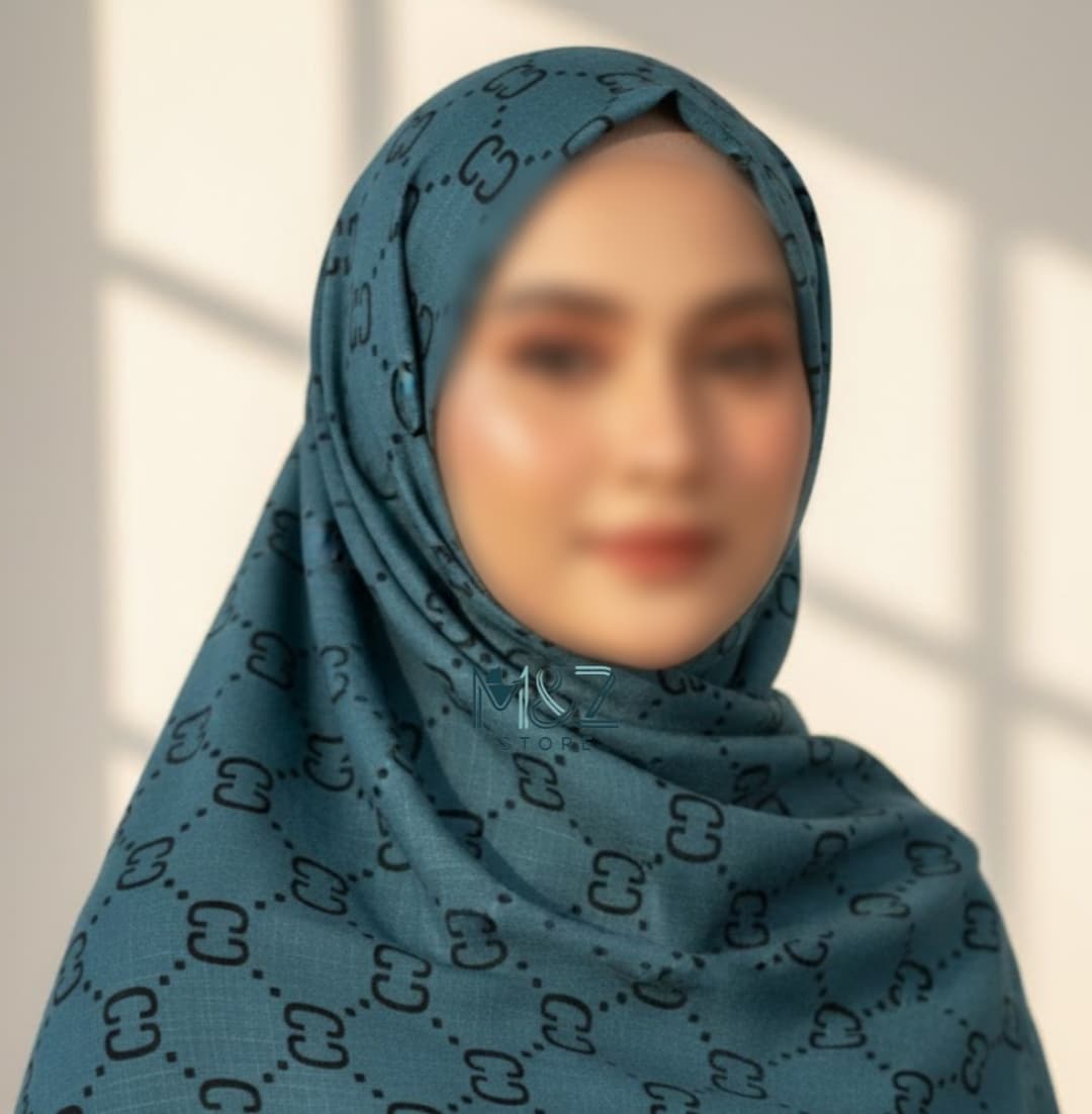 Premium Lawn Hijab with Black Block Print – Soft, Lightweight & Perfect for Casual Wear 4