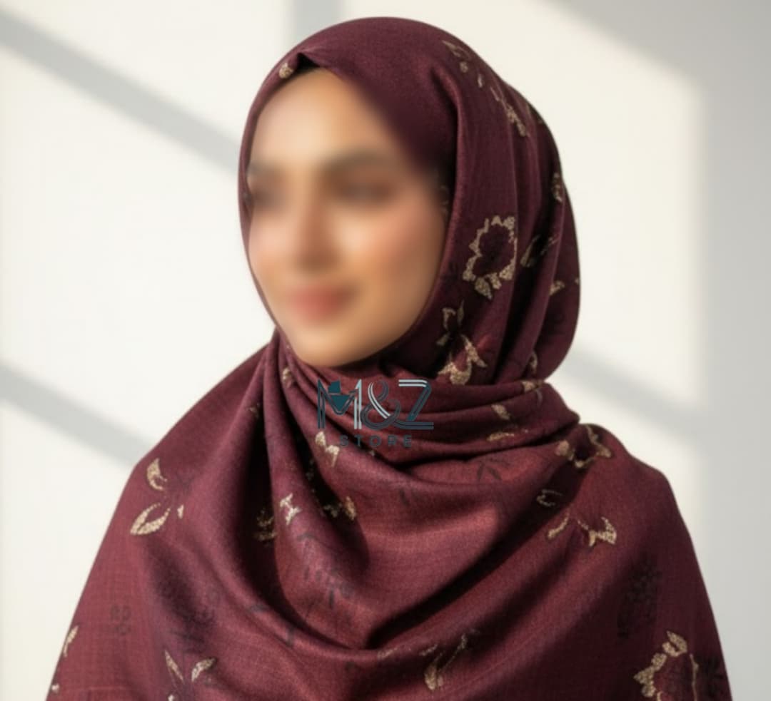 Premium Lawn Hijab with Elegant Block Print – Soft, Breathable & Versatile 4