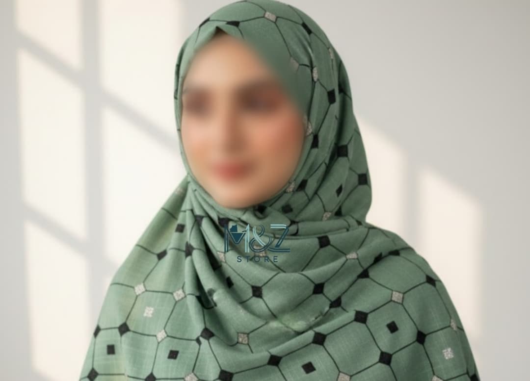 Premium Lawn Hijab with Elegant Block Print – Soft, Breathable & Versatile 9