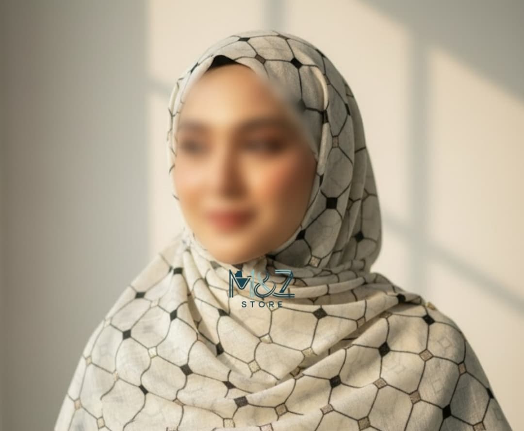 Premium Lawn Hijab with Elegant Block Print – Soft, Breathable & Versatile 11