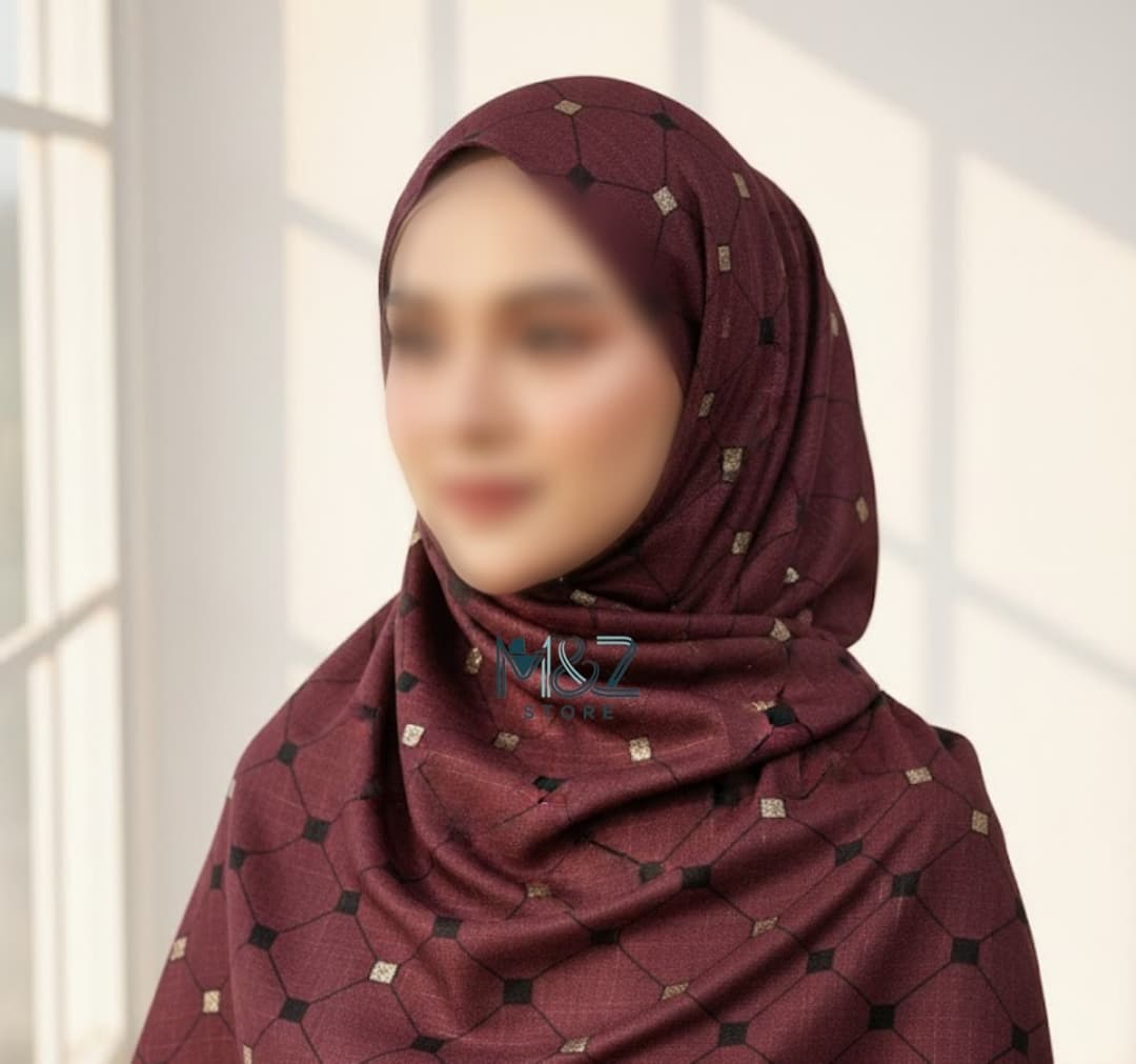 Premium Lawn Hijab with Elegant Block Print – Soft, Breathable & Versatile 12