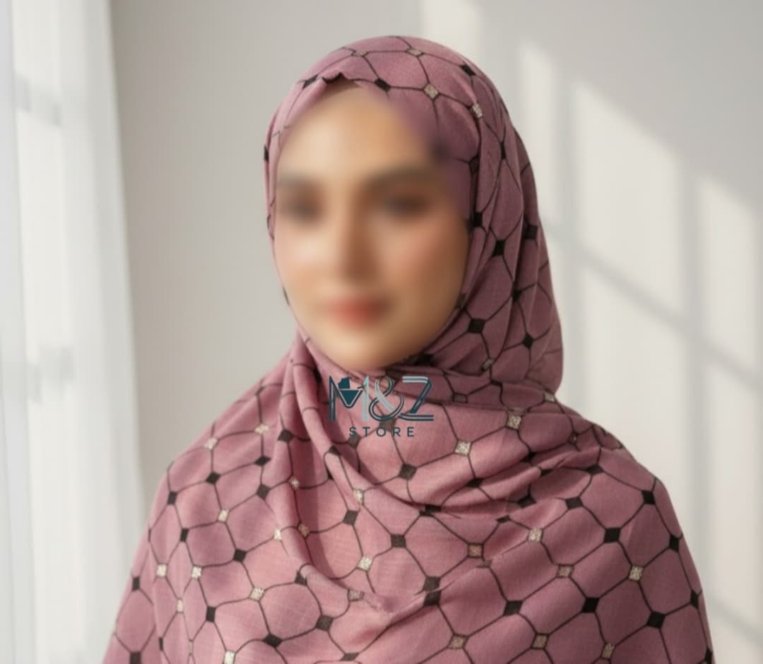 Premium Lawn Hijab with Elegant Block Print – Soft, Breathable & Versatile 16