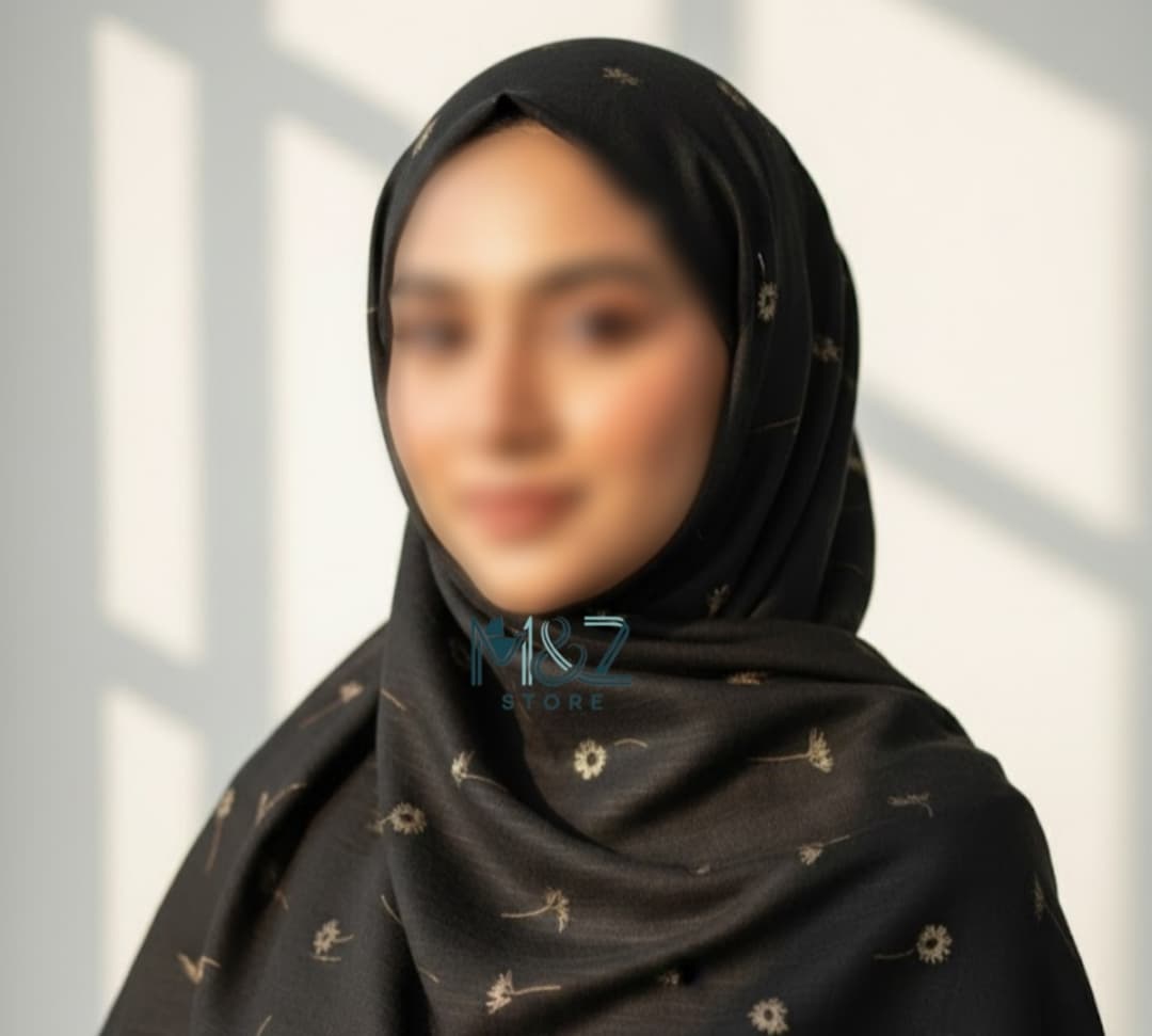 Premium Lawn Hijab with Elegant Block Print – Soft, Breathable & Versatile 19