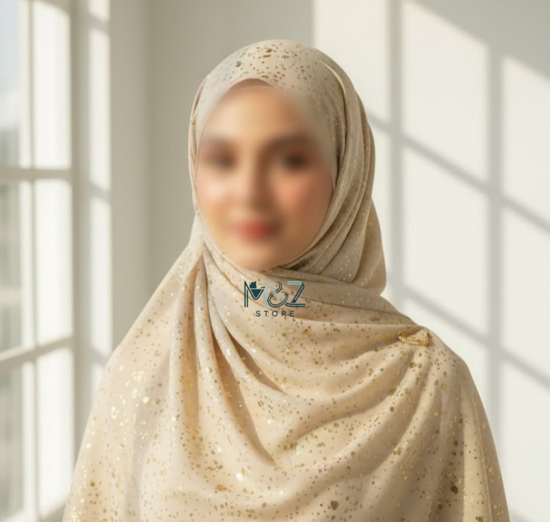 Premium Georgette Hijab with Golden Shimmer – Soft, Lightweight & Elegant for Casual & Formal Wear 5