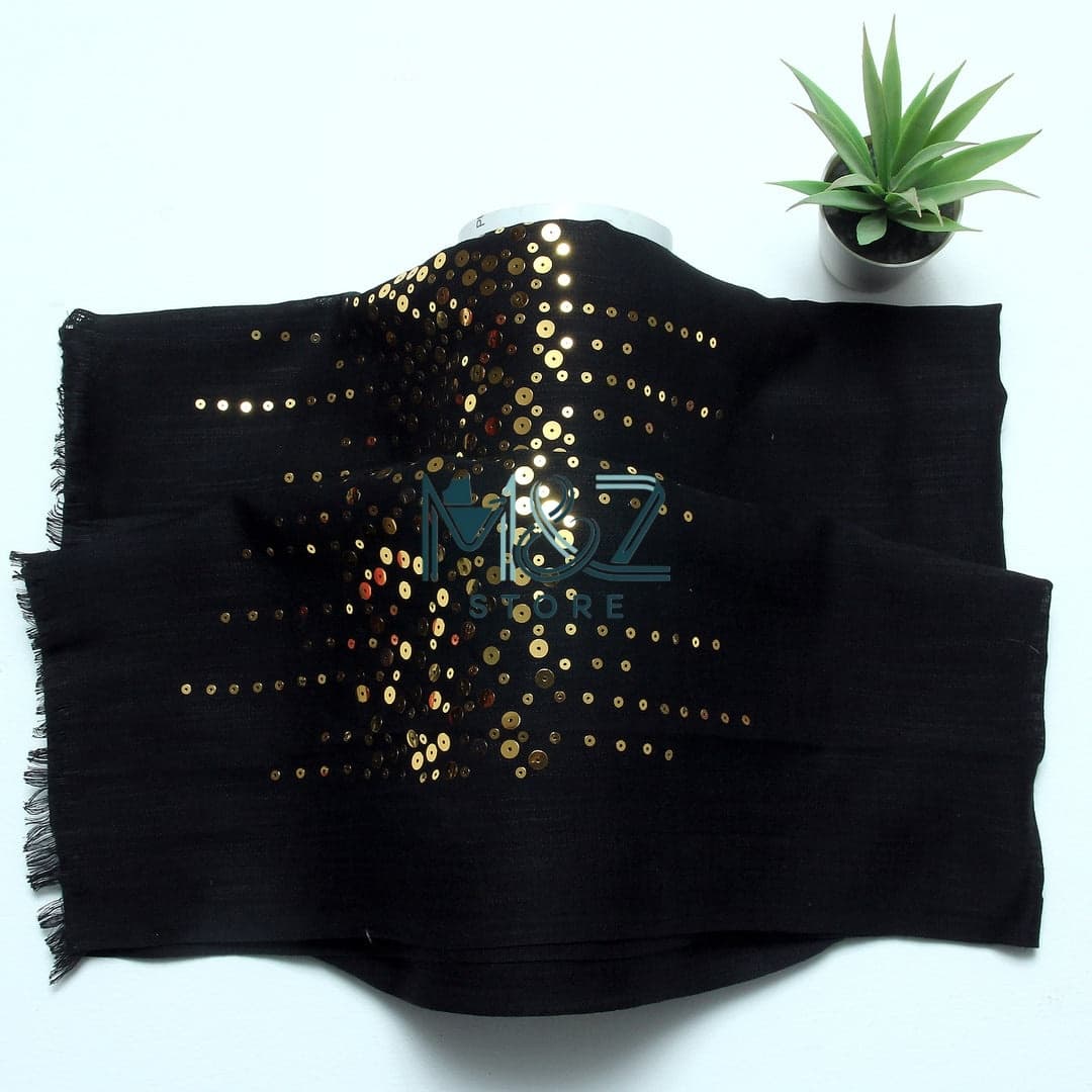 Elegant Lawn Hijab with Golden Sequence – Casual & Formal Wear | Soft, Lightweight & Stylish 2