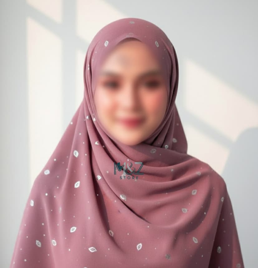 Premium Georgette Hijab with Silver Leaf Foil Print – Soft, Elegant & Lightweight | Casual & Formal Wear 3