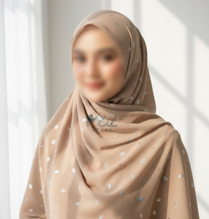 Premium Georgette Hijab with Silver Leaf Foil Print – Soft, Elegant & Lightweight |4 Casual & Formal Wear