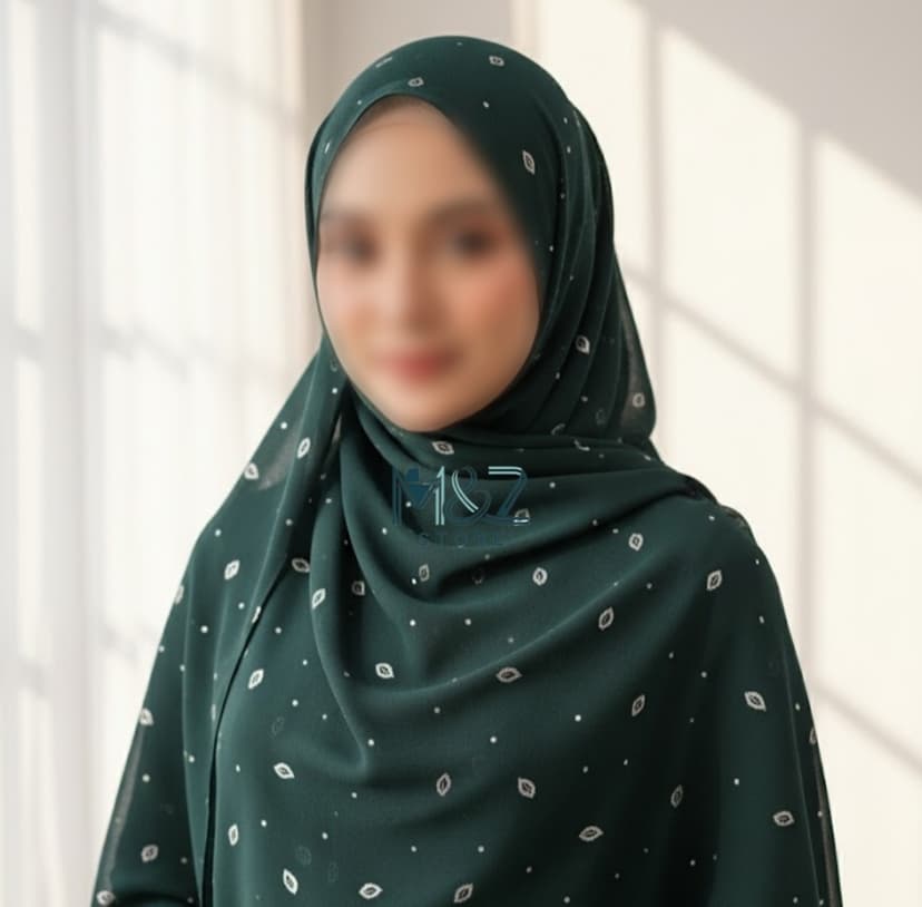 Premium Georgette Hijab with Silver Leaf Foil Print – Soft, Elegant & Lightweight | Casual & Formal Wear 5