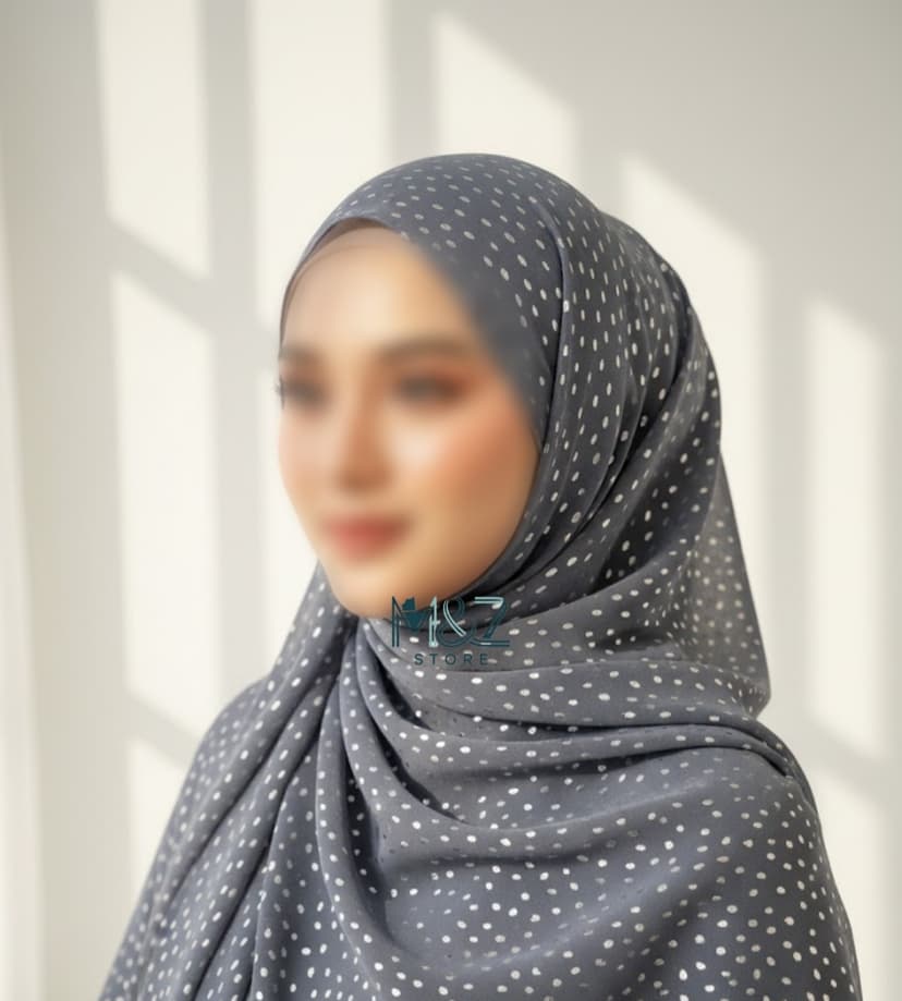 Premium Georgette Hijab with Silver Foil Dots | Soft & Lightweight | Casual & Formal Wear Hijab for Women 8