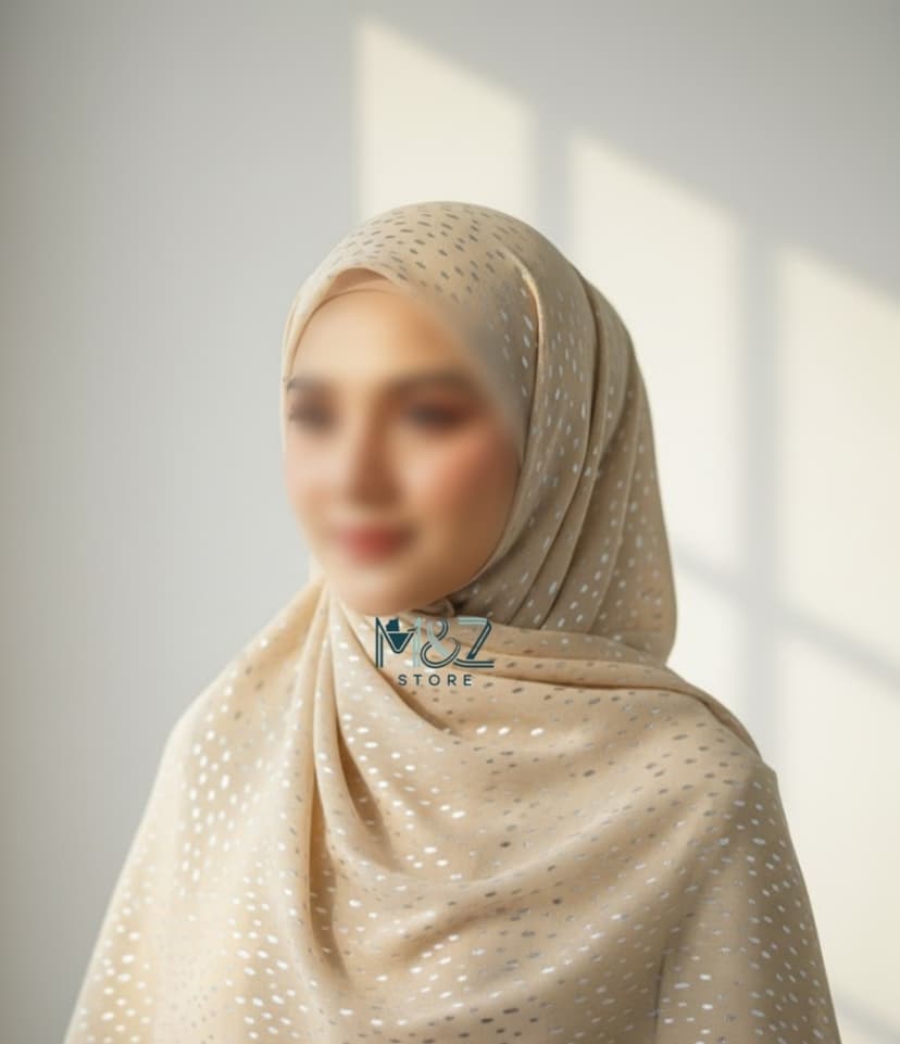 Premium Georgette Hijab with Silver Foil Dots | Soft & Lightweight | Casual & Formal Wear Hijab for Women 8