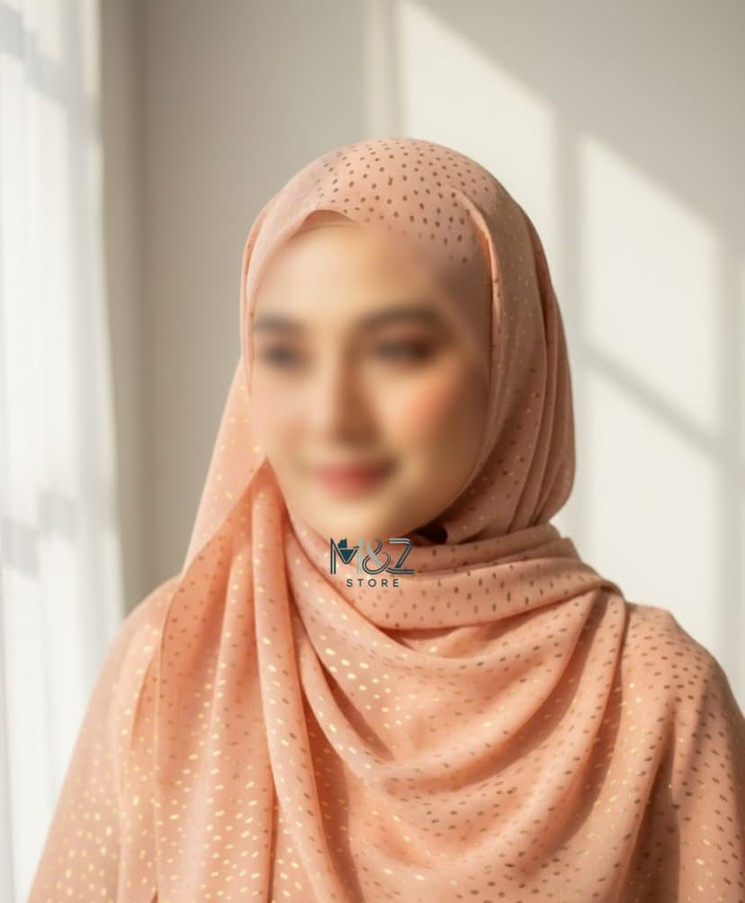 Premium Georgette Hijab with Gold Foil Dots | Soft & Lightweight | Casual & Formal Wear Hijab for Women 1