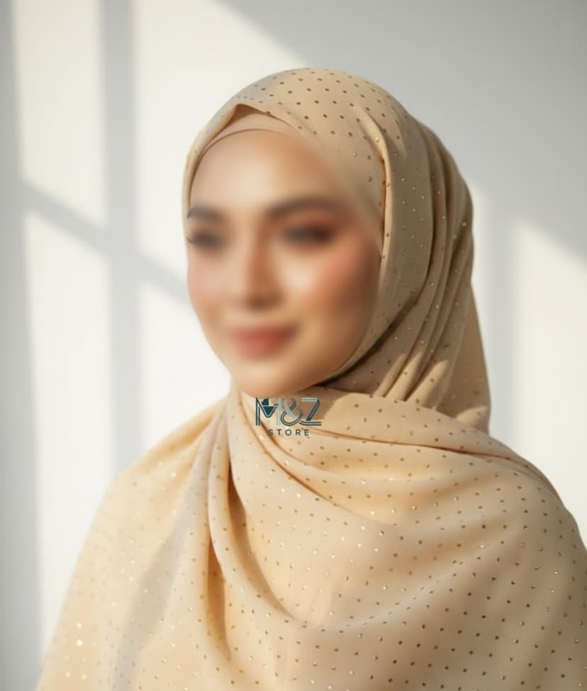 Premium Georgette Hijab with Gold Dots | Soft & Lightweight | Casual & Formal Wear Hijab for Women 15