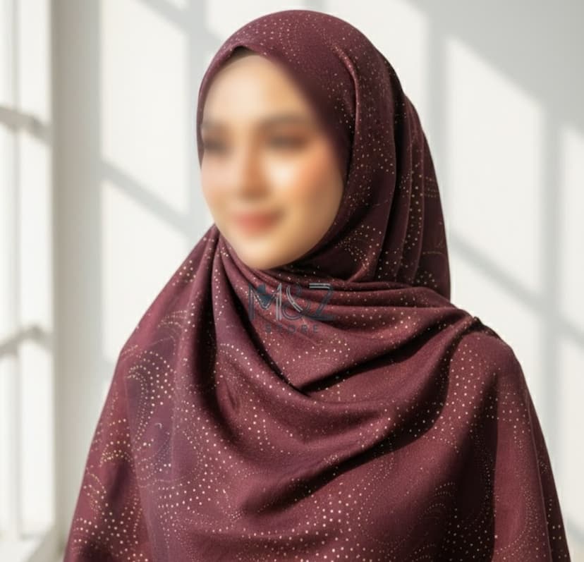 Premium Lawn Hijab with Gold dots pattern | Soft & Lightweight | Casual & Formal Wear Hijab for Women color 2