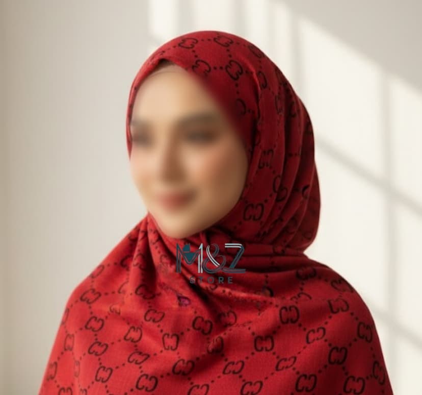 Premium Lawn Hijab with Black Block Print – Soft, Lightweight & Perfect for Casual Wear 5