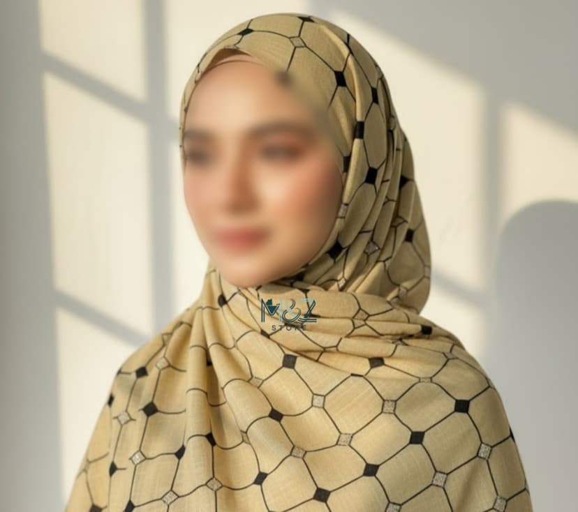 Premium Lawn Hijab with Elegant Block Print – Soft, Breathable & Versatile 13