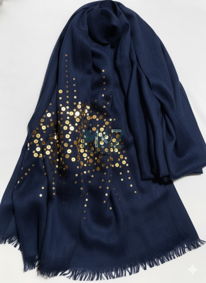 Elegant Lawn Hijab with Golden Sequence – Casual & Formal Wear | Soft, Lightweight & Stylish 5